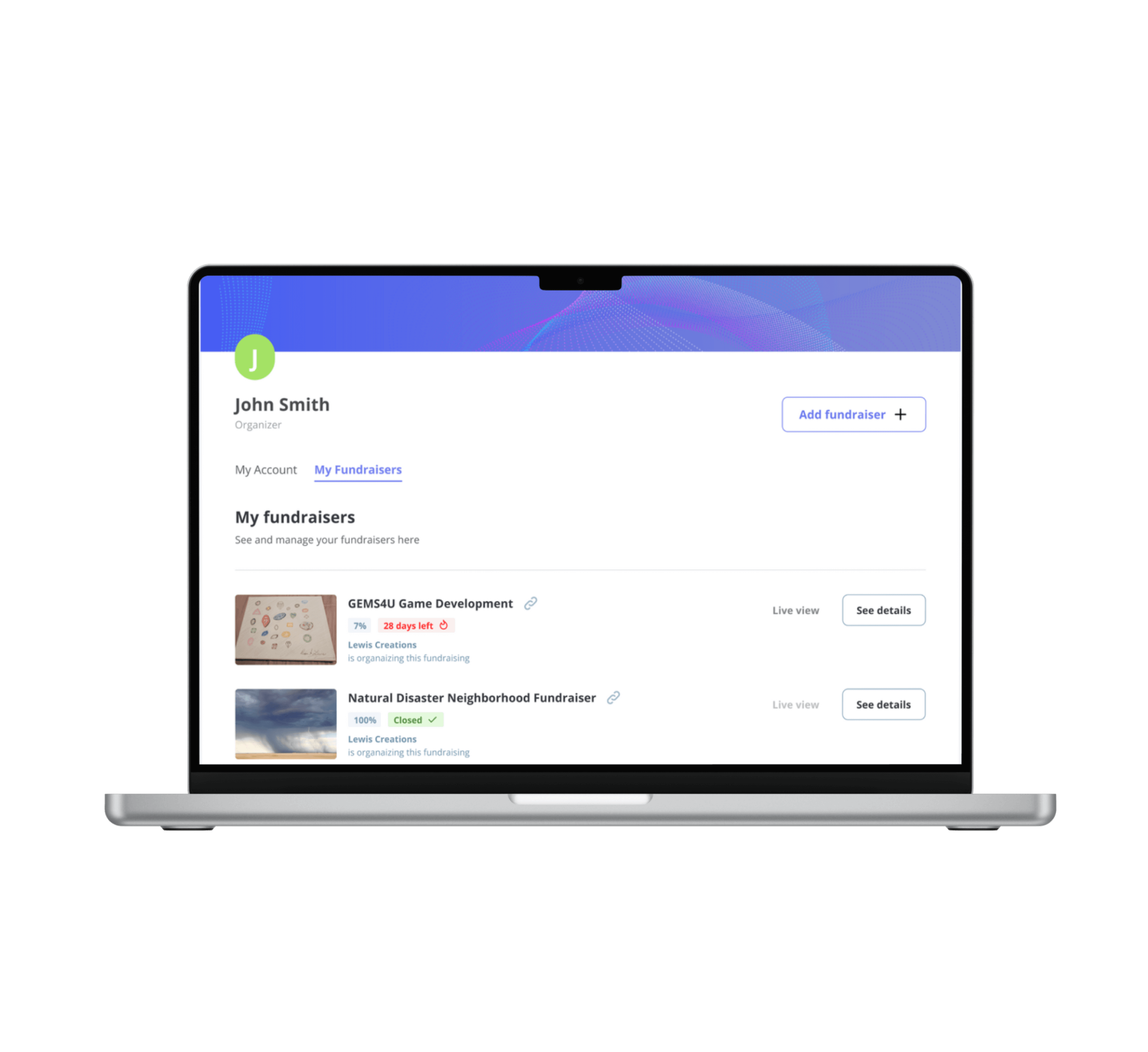 Organizer dashboard